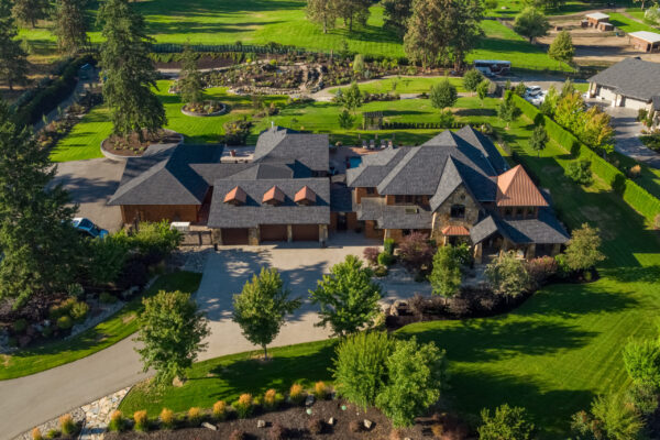 Overhead view of 3985 Fairwinds Court in Kelowna; a luxury home real estate listing.